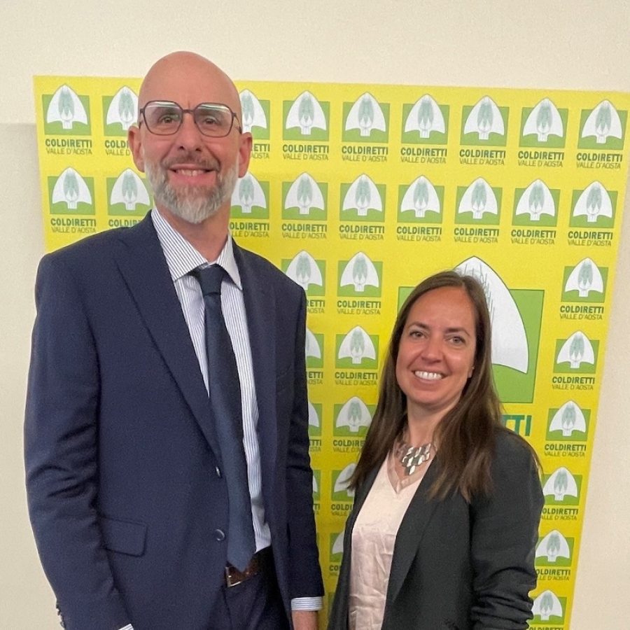 Roberto Bianco e Alessia Gontier, direttore e presidente di Coldiretti VdA