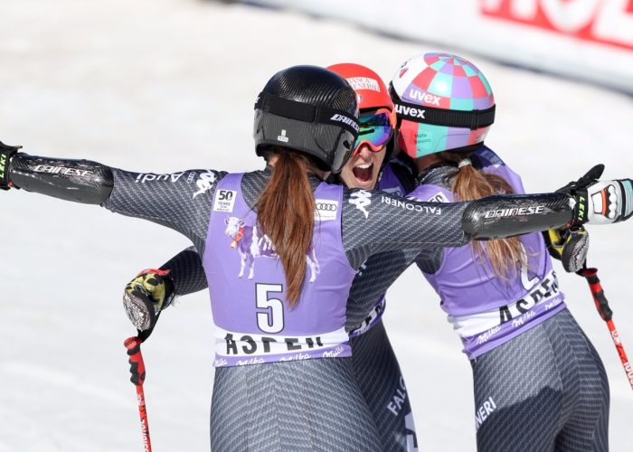 Federica Brignone,  Mikaela Shiffrin e Marta Bassino