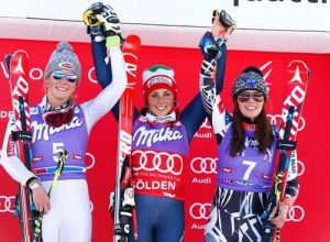 Federica Brignone sul gradino più alto del podio - Foto www.fisi.org