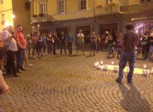 Fiaccolata per la pace in Palestina in piazza Chanoux