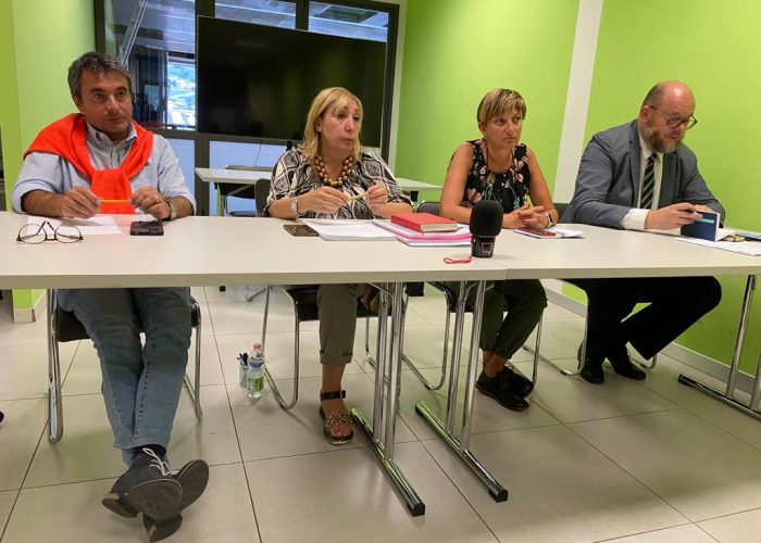 Conferenza stampa sindacati scuola - da sx Bolici, Demé, D'Agostino e Celi