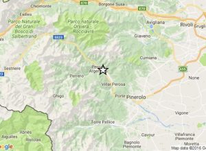 La zona dell'epicentro del sisma verificatosi alle 22.21.