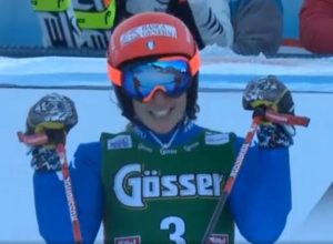 Federica Brignone al traguardo a Lienz