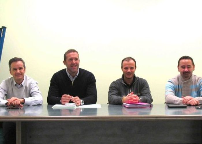 Natale Dodaro (Uil), Jean Dondeynaz (Cisl), Claudio Albertinelli (Savt) e Mauro Crétier (Uil)