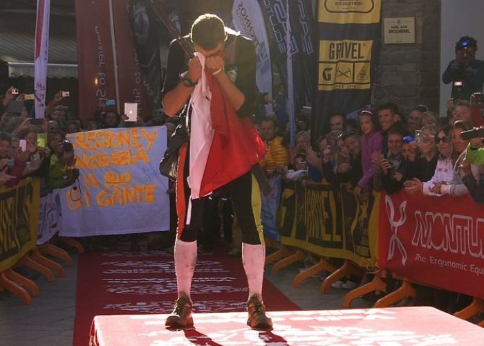 Franco Collé al traguardo di Courmayeur (ph. Andrea Vallet)