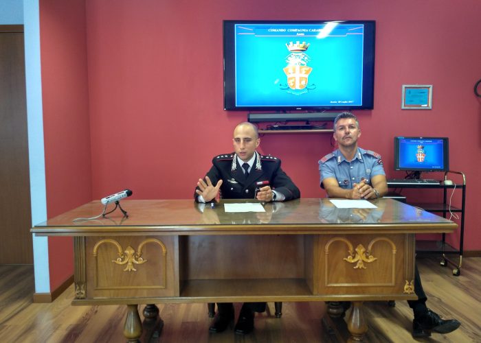 Il capitano D'Angelo e il maresciallo maggiore Punzo in conferenza stampa.