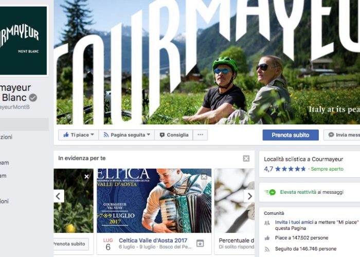 La pagina Facebook di Courmayeur