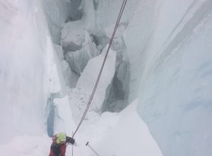 Operazioni di ricerca dello scialpinista disperso in un crepaccio