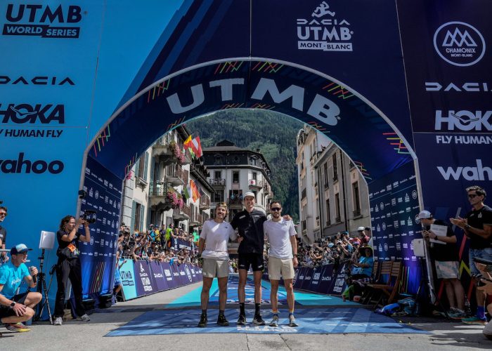 Il podio maschile dell'UTMB 2023