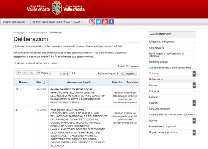 delibere non visibili