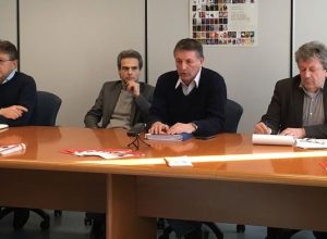 Da destra il dirigente Piero Lucat, l'assessore Donzel e i dirigenti Gianni Nuti e Dario Bonino