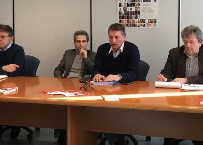 Da destra il dirigente Piero Lucat, l'assessore Donzel e i dirigenti Gianni Nuti e Dario Bonino