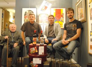 Le tre generazioni di viticoltori Grosjean. Da sx Dauphin, Giorgio, Hervé e Simon