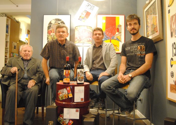 Le tre generazioni di viticoltori Grosjean. Da sx Dauphin, Giorgio, Hervé e Simon