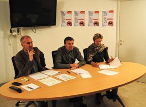 La Conferenza Stampa di Alpe. Da sinistra Albert Chatrian, Alexis Vallet e Giuliana Lamastra
