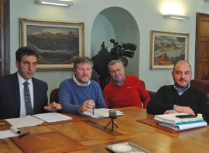 La conferenza sul bando anziani. Da sx Sorbara, Centoz, Donzel e Marzi