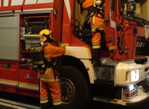 I vigili del fuoco durante un'esercitazione nel Tunnel