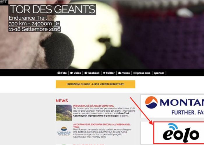 Eolo, il nuovo sponsor del Tor des Géants