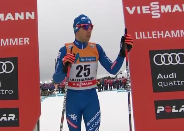Federico Pellegrino alla partenza della sprint di Lillehammer