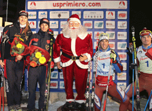 Il podio maschile e femminile della Team Sprint ai Campionati Italiani (foto fisi.org)