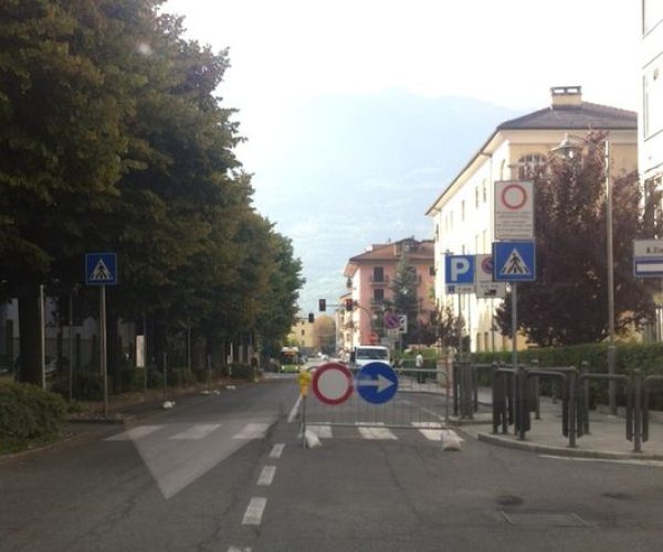 Il tratto di strada chiusa in Corso Padre Lorenzo (foto d'archivio)