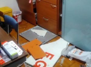 L'ufficio dell'Olimpia messo a soqquadro dai ladri