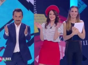 Gaelle Verthuy con Nicola Savino e Ilary Blasi a Balalaika