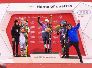 Nadia Fanchini sul gradino più alto del podio di La Thuile