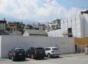 Il cantiere in Piazza Caveri