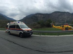 L'ambulanza e l'elicottero ad Arvier