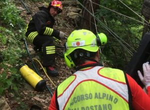 Vigili del fuoco e Soccorso Alpino in un intervento congiunto.