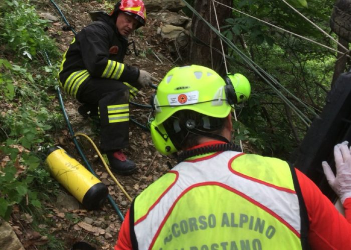 Vigili del fuoco e Soccorso Alpino in un intervento congiunto.