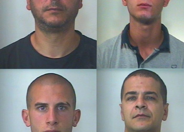 Le quattro persone arrestate: Ferdinando Taccone, Vincenzo Taccone, Claudio Taccone e Santo Mammoliti