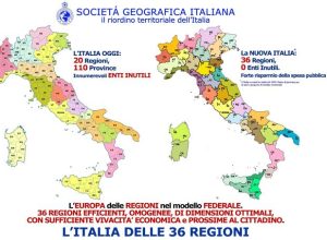 Il riordino delle Regioni secondo la società geografica italiana