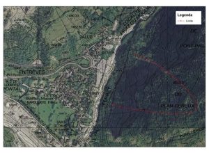 La zona interessata dalla frana