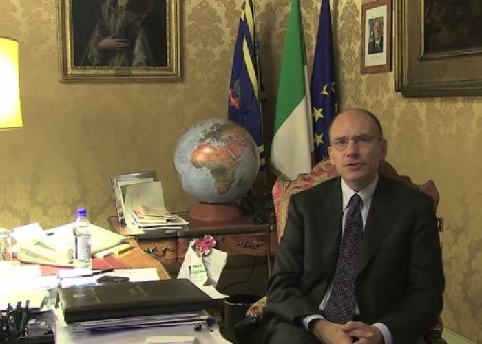 Il Premier Enrico Letta in videomessaggio