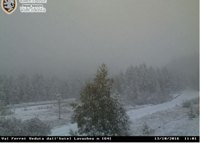 neve in Val Ferret 13 ottobre 2016