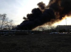 Incendio ex stabilimento Olivetti a Scarmagno