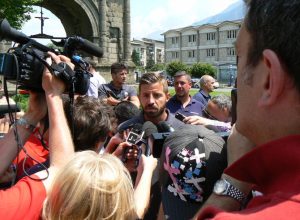 Marco Storari davanti alle telecamere