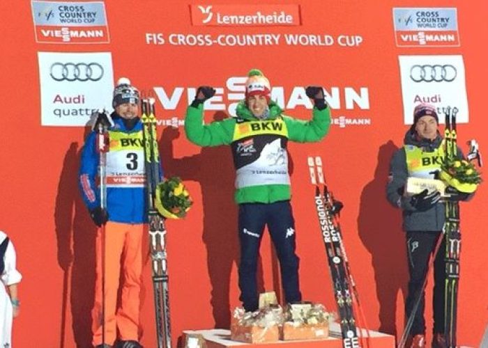 Federico Pellegrino sul podio a Lenzerheide