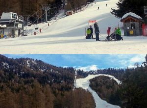 Pista al Col di Joux, prima e dopo i lavori (fotomontaggio)