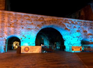Le Potre pretoriane di Aosta illuminate di azzurro per la Giornata mondiale del diabete