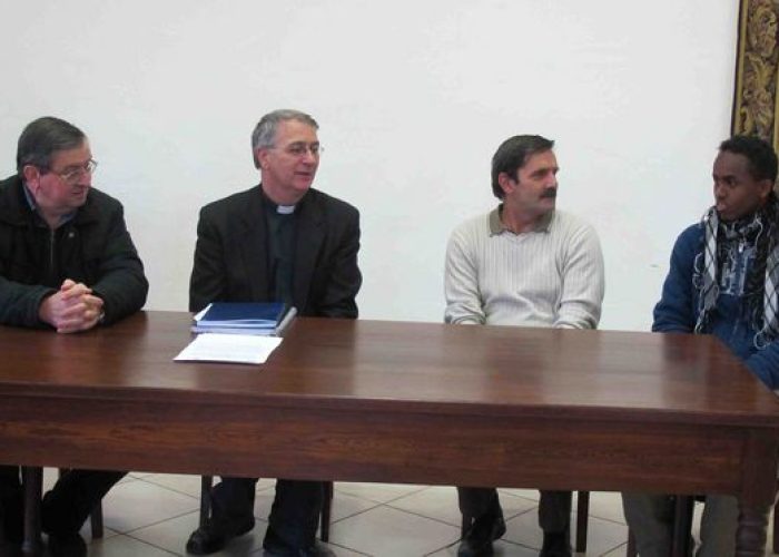 Don Renato Roux, Don Aldo Armellin, Roberto Presciani e Mohamed Mumin