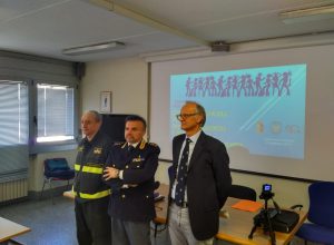Da sx il comandante Coriale, il vicequestore Menchiari, il dirigente Roffin