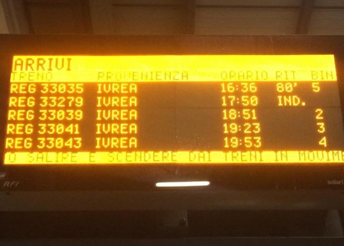 I ritardi dei treni segnalati ad Aosta