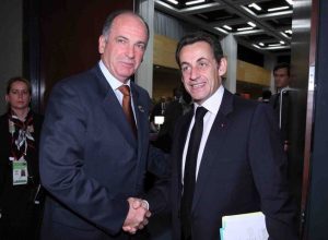 Il presidente della Regione Rollandin e del Presidente Sarkozy, in occasione del Sommet de la Francophonie
