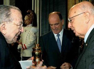 Da sinistra Andreotti, Rollandin, Napolitano