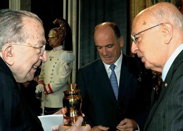 Da sinistra Andreotti, Rollandin, Napolitano
