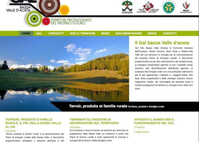 L'Home page del sito del Gal bassa Valle d'Aosta