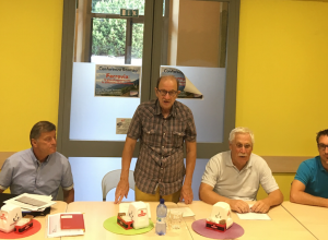 Il Comitato Vda Riparte: da sx Antonio Fuggetta, Elio Riccarand, Paolo Meneghini e Delio Dezzuto